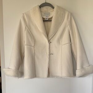 White House Black Market Off-White Faux Shearling  Jacket